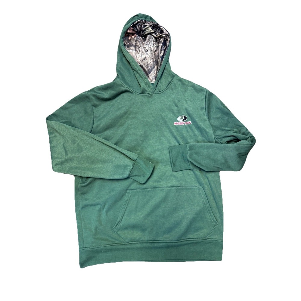 Mossy Oak Hoodie XL Green Camo American Flag On Back Hunting Sweatshirt